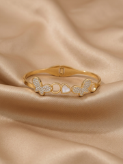 Butterfly Heart Crystal Gold Bracelet