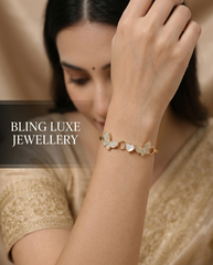 Butterfly Heart Crystal Gold Bracelet