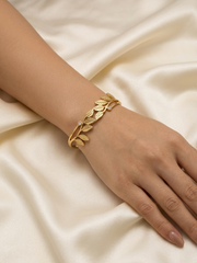 Leaf Vine Crystal Gold Bracelet