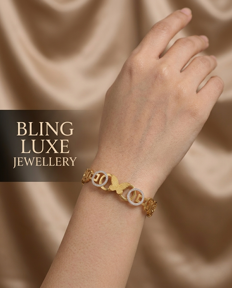 Elegant Butterfly Link Gold Bracelet