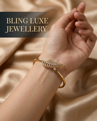 Feather Crystal Gold Bracelet