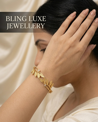 Leaf Vine Crystal Gold Bracelet